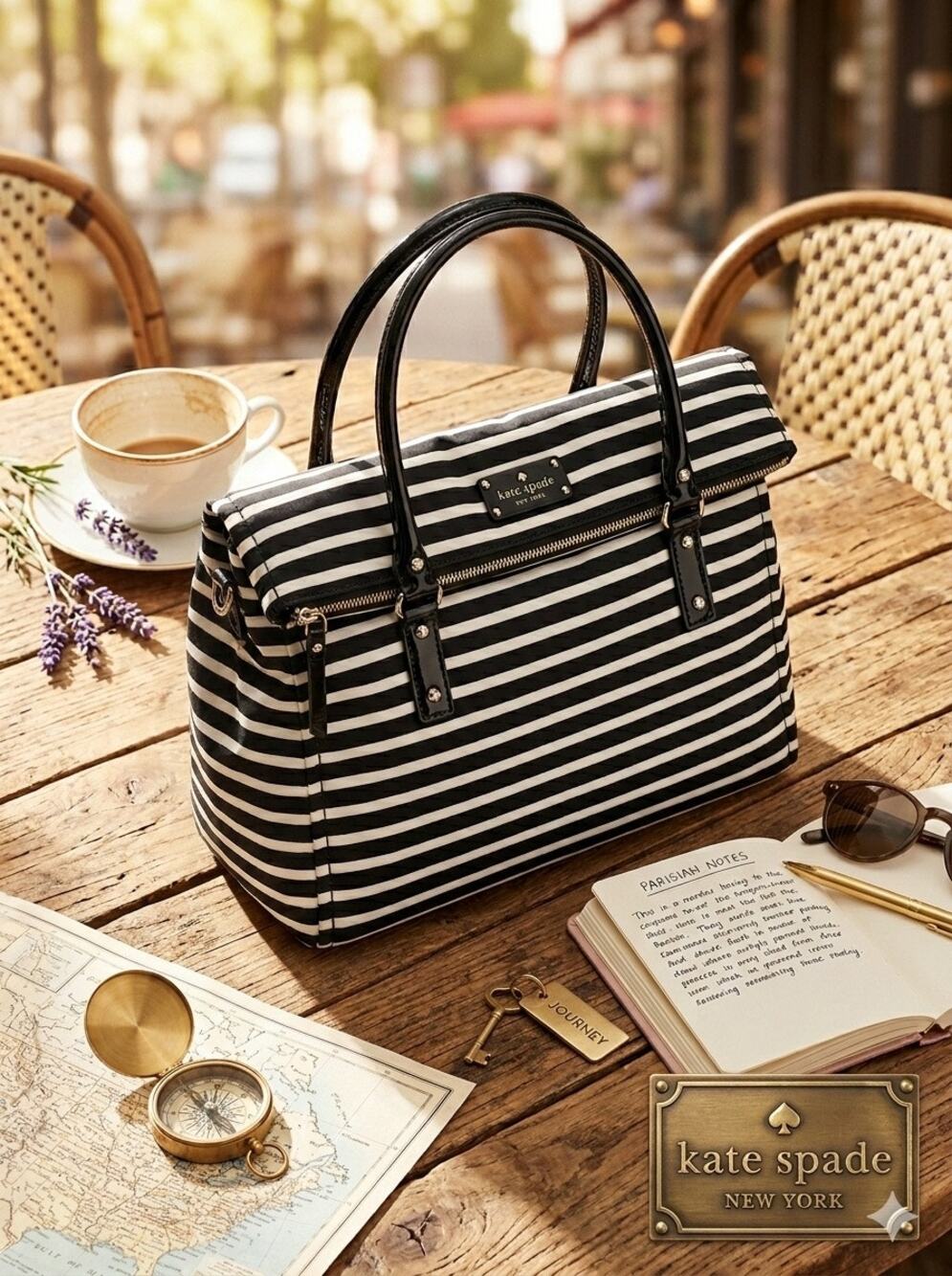 Kate Spade Leslie Striped Nylon Satchel